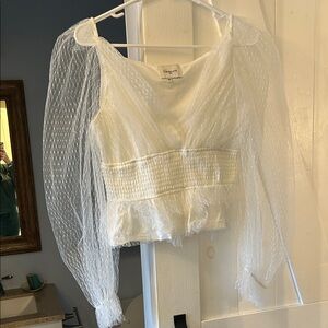 Gorgeous Sheer Sleeve Ivory Blouse